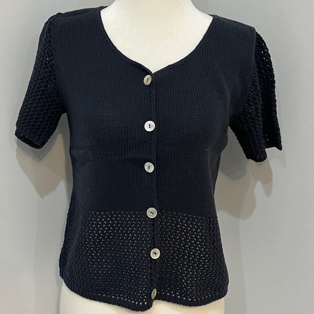 Clio Black Short-sleeve Cardigan